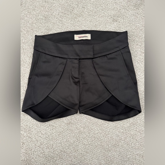 Nanushka Women’s Stretch Satiny Tulip Short Dress Shorts Black Sz Small - Picture 2 of 8